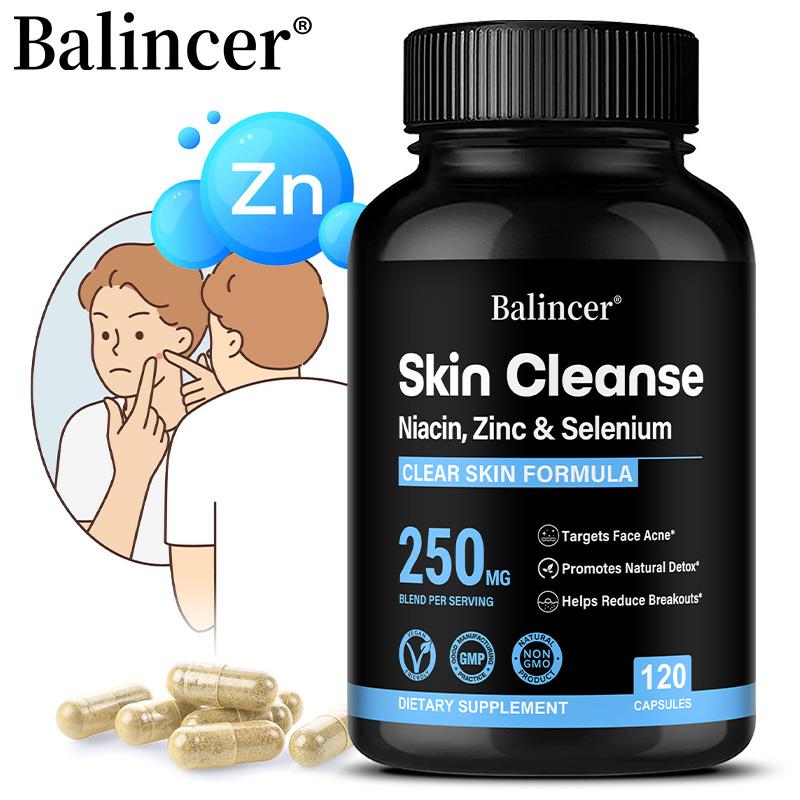 Balincer Skin Cleanse Niacin Dietary Supplement, Zinc & Selenium 120 Capsules