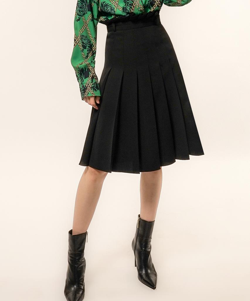 Untage High-Rise Knife Pleated Midi Skirt_Uws-Fs01