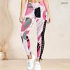 Women Plus Size High Waist Geometric Printed Side Eyelet Lace Up Full Length Fitted Leggings