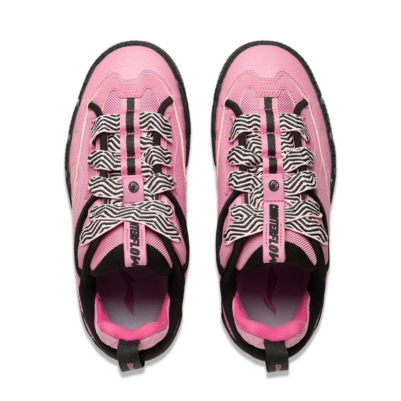 Li Ning CF Tracing, Репутационные 4 Низкие Скейтбордические Кроссовки Женские Розовые AGLU298-2