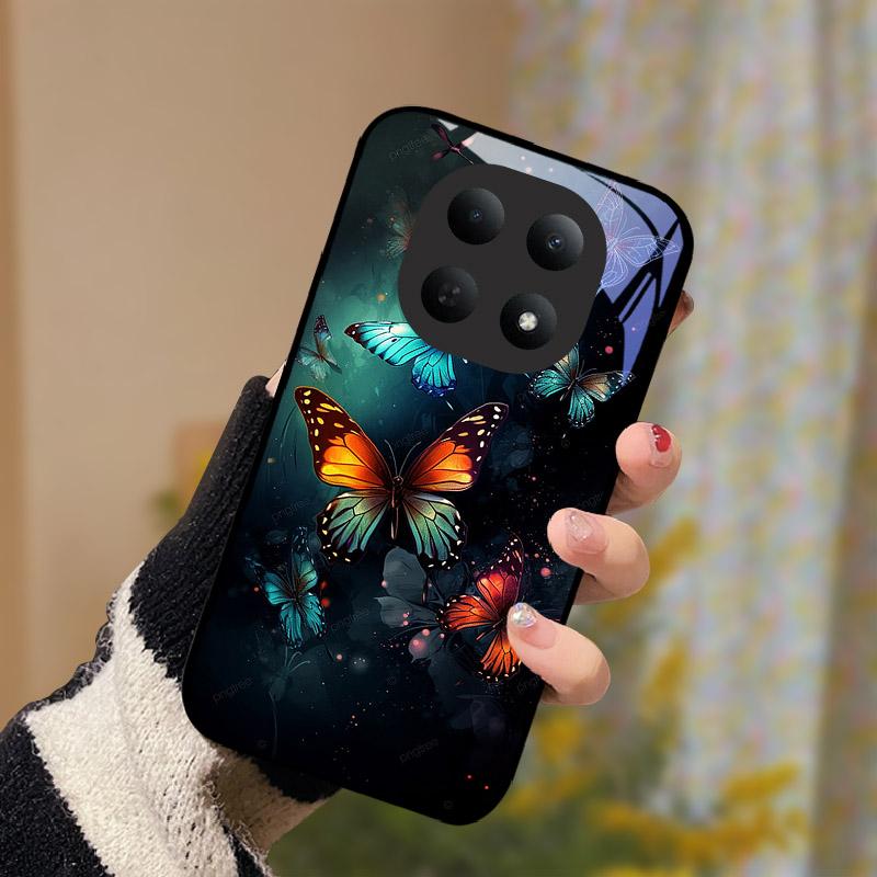 Стеклянный чехол для Xiaomi Poco M8 5G Модный прочный ПК Закаленное стекло Чехол для телефона Задняя крышка для Redmi Note 15 Note15 5G Funda Бампер