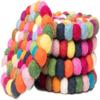5 Pcs Wool Felt Round Felt Ball Coasters Colorful Handmade Wool Felt Small Cup Mat  Table
