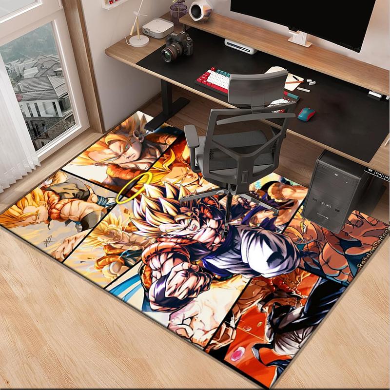Goku Anime Office Rug Chair Mat, Game Carpet, Suitable for Front Door, Bedroom, Living Room, Desk, Holiday Gift