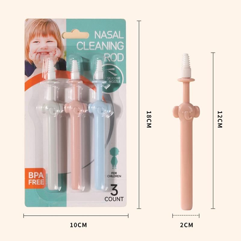 3 шт. Силиконовая палочка для чистки носа Стерильная многофункциональная палочка для чистки носа Спиральная головка Щетка для промывания носа для детей и взрослых