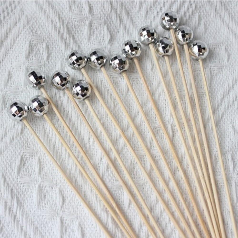 100 шт. Одноразовые вилки для фруктов в виде диско-шара 12 см Столовая посуда Пики для еды Зеркальная полировка Бамбуковые шпажки Свадьба День рождения