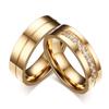 Cubic Zirconia AAA CZ Golden Silver 18K Gold Plated Stainless Steel Wedding Band Ring Couples Ring