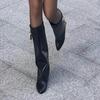 Модные Западно-Европейские Высокие Сапоги для Женщин; Модные универсальные ботфорты с заостренным носком и пряжкой