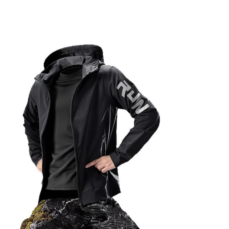 Mens Quick-Dry Running Set Long Sleeve Windproof Jacket Breathable Base Layer Cycling Training Outdoor Fitness