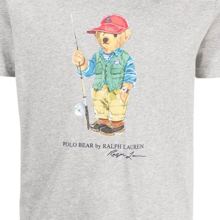 Polo Ralph Lauren SS23 мультяшный медведь логотип принт круглый вырез короткий рукав футболка мужская футболка серая 710853310-019
