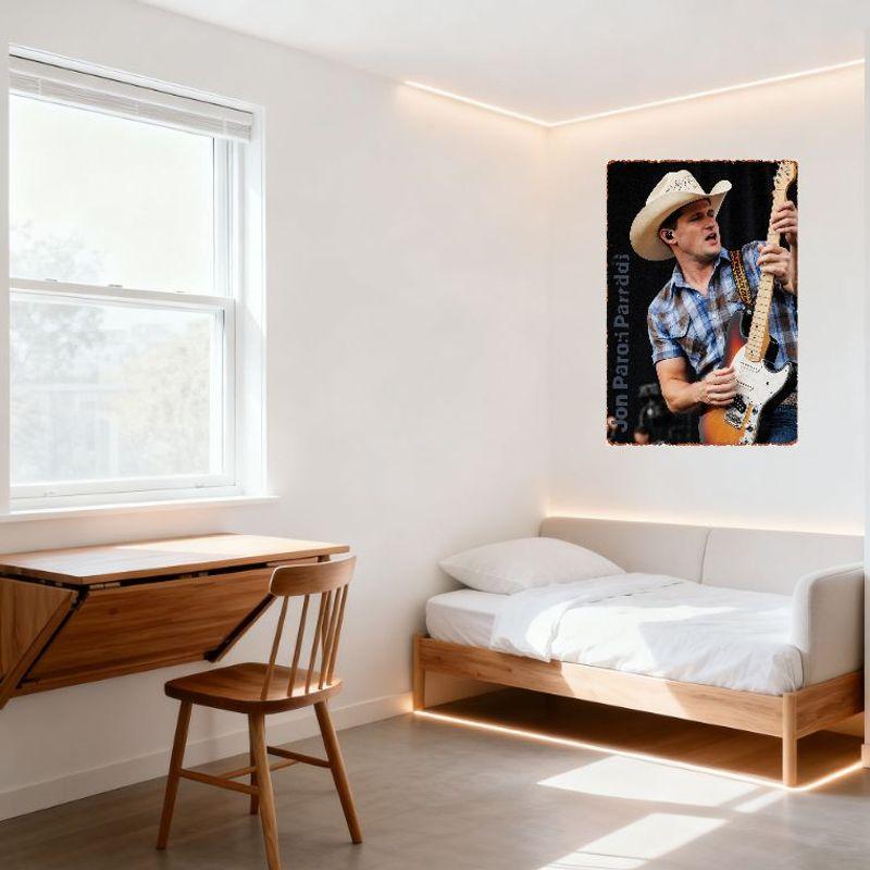 Джон Парди: i Кантри Музыка Ковбойская Шляпа Гитарист Электрогитара Сценическое Выступление Жестяная Вывеска Винтажный Металлический Декор Стены для Бара