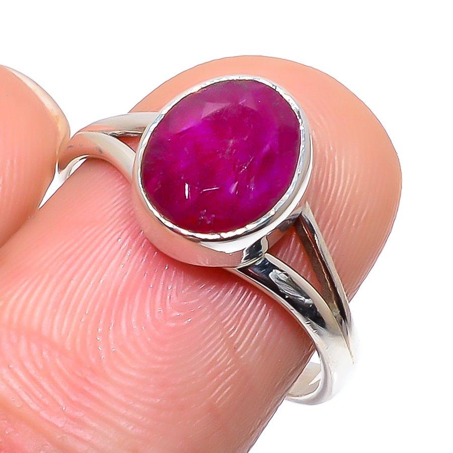 Красный Рубин(Смоделированный) Кольцо из серебра 925 пробы с драгоценными камнями ручной работы S.9 j4Z39