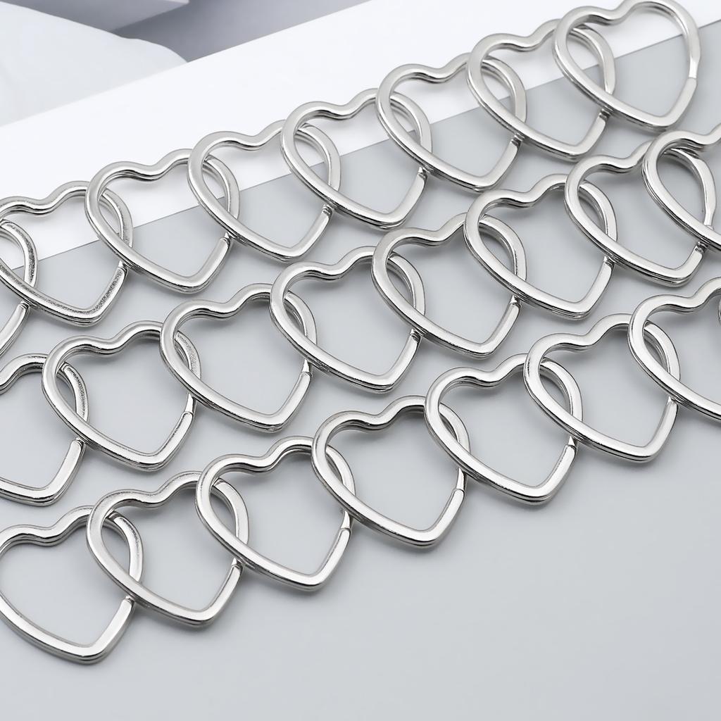 30pcs Heart Stainless Steel Key Ring Closed Ring for Jewelry Making DIY Keychain Cell Phone Chain Accessories