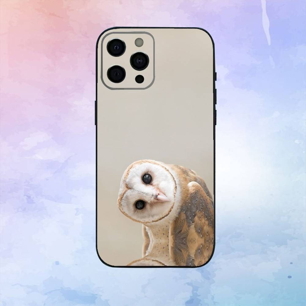 Милый Чехол для Телефона с Совой Для iPhone17,16,15,14,13,12,11 Plus,Pro Max Мягкий Черный Чехол