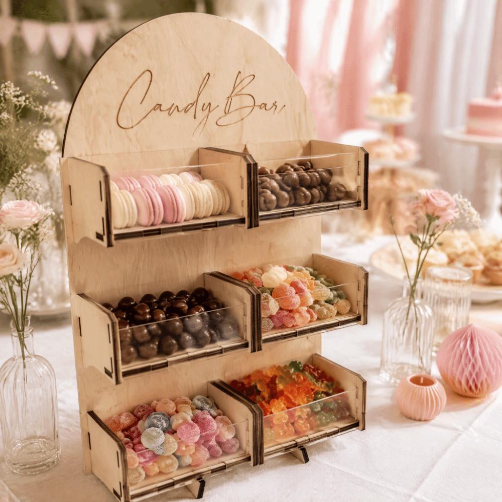4/6 Grids Snack Display Stand Arched Shape Wooden Candy Box Dessert Display Stand Birthday Party
