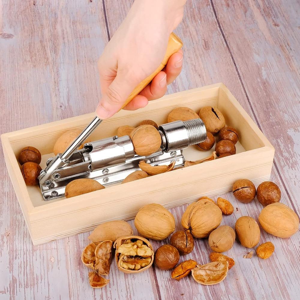 Easy To Use Manual Nut Cracker Stainless Steel Heavy Duty Walnut Shelling Machine With Storage Box Walnut Clip Elderly