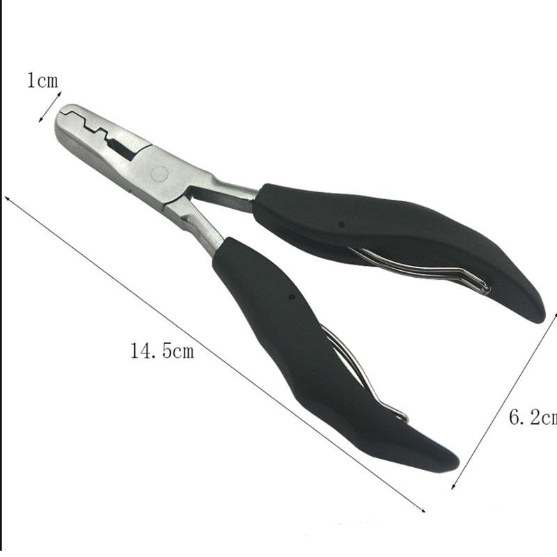 5.7 Inch 2 In 1 Black Handle Plier with Flat Grooves 3mm and 5mm Grooves Pre-Bonded Hair Extension Clamp