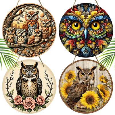 4 Разных стиля деревянных табличек с узором сов, уникальные декоративные таблички для входной двери, настенный декор, идеальный подарок для друга и семьи