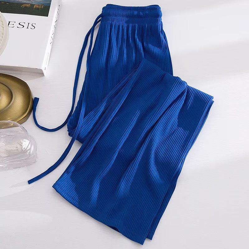 Girls Summer Solid Color Ice Silk Draped Wide Leg Pants for Middle and Large Children High Waisted Loose Soft Pants