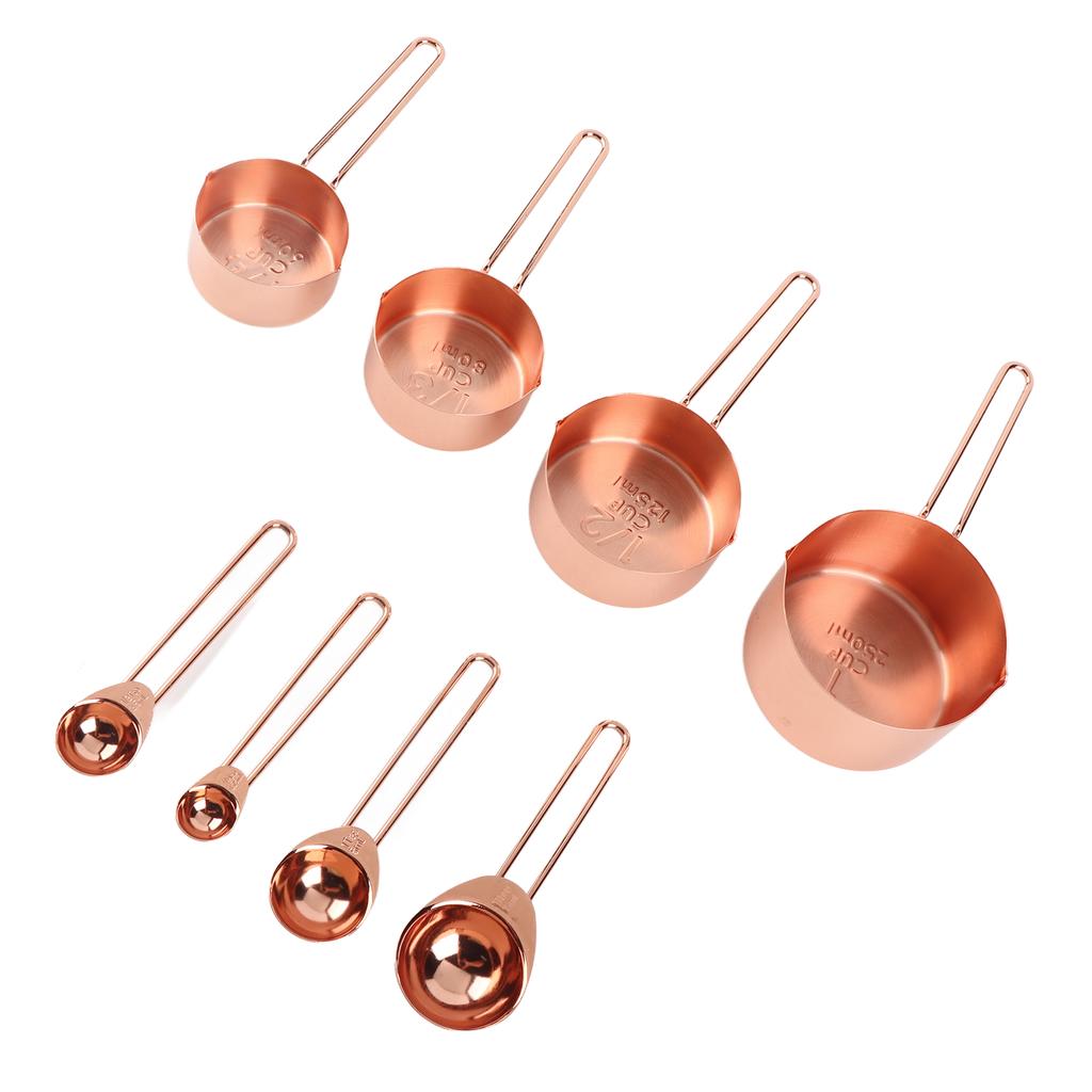 8Pcs Stainless Steel Measuring Cup Spoon Set with Scales Home Kitchen Baking Accessory