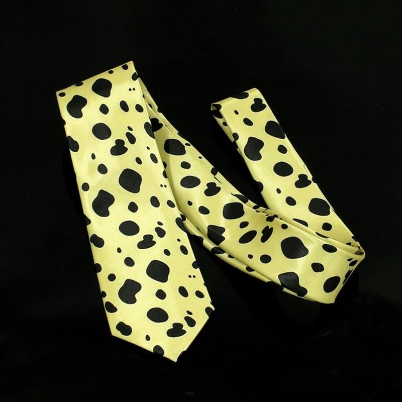 Japanese Anime Vintage Neck Tie Leopard Dots Printed Necktie with Glasses Cosplay Costume Props Accessories for Unisex