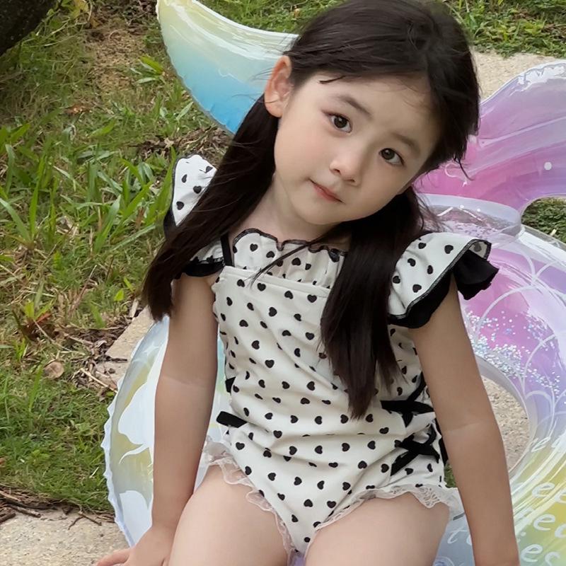 2025 Девочки Черно-белый Слитный Купальник на Бретелях - Модная Купальная Одежда для Отпуска