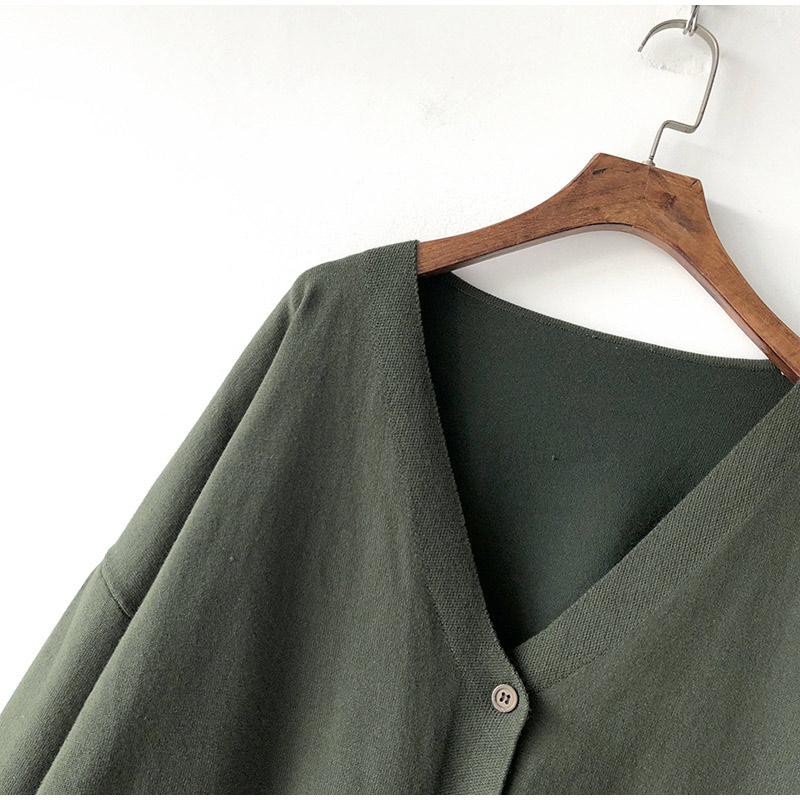 Женский однотонный свободный кардиган с V-образным вырезом и длинным рукавом, весна-осень 2025, женские свитера с карманами на пуговицах