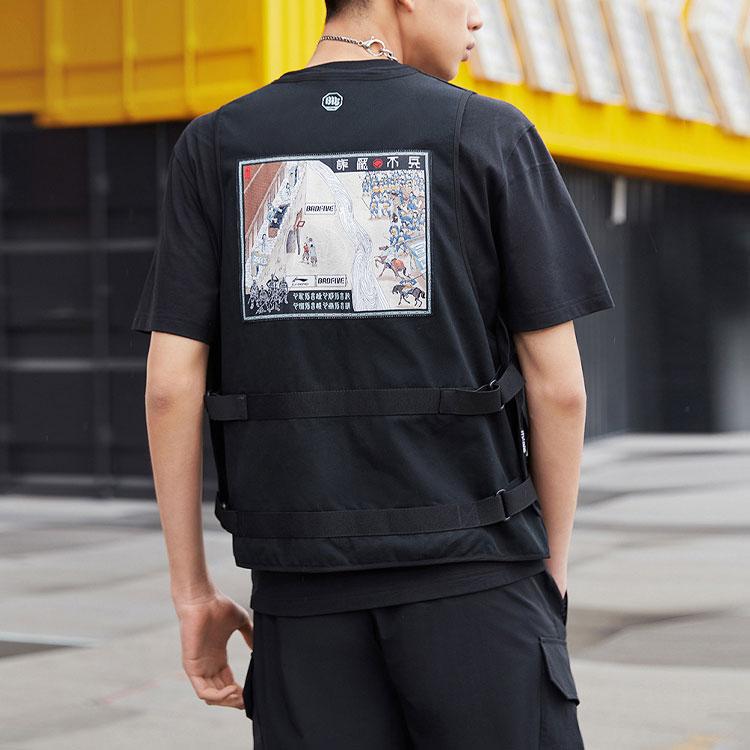 Li Ning Bad Five Tactical Print Дышащий повседневный жилет унисекс Жилеты Черный AMDR009-1