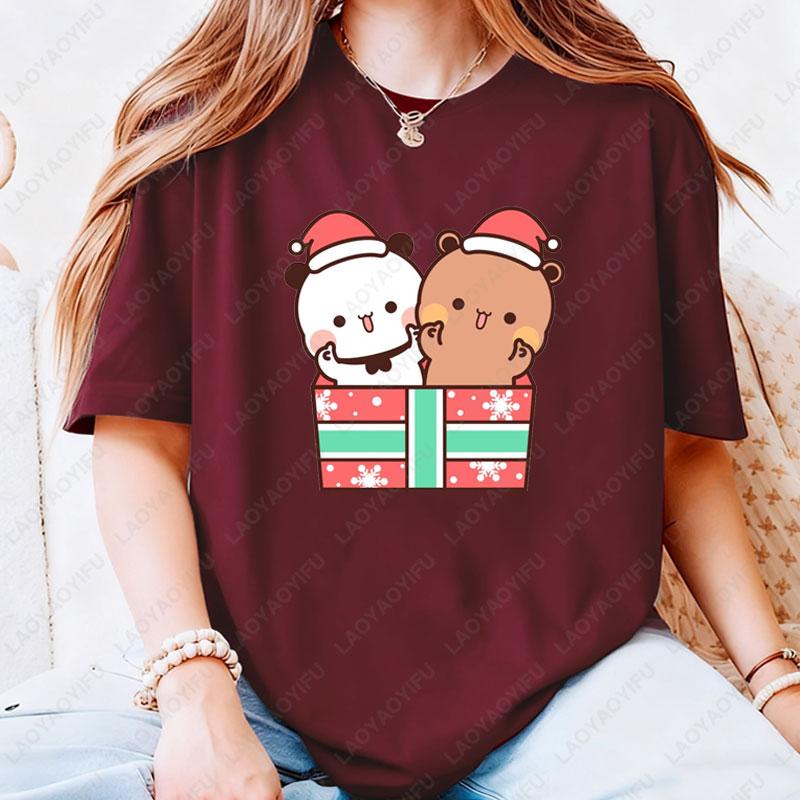 С Новым Годом Bubu Dudu Эмодзи Графическая Футболка Модные Веселые Новогодние Футболки Модная Уличная Одежда Мультяшные Праздничные Вечеринки Хлопковые Футболки