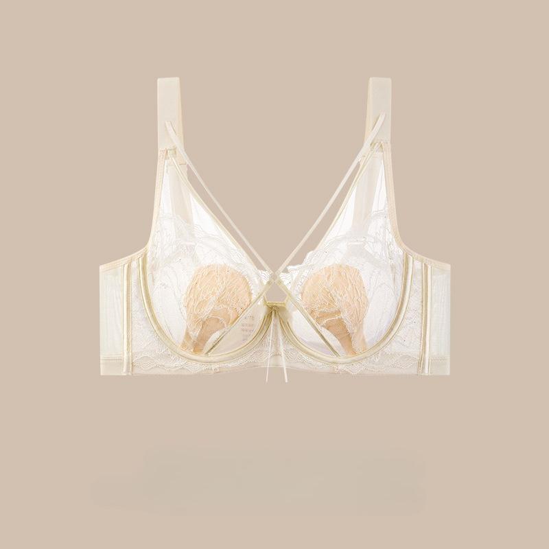 Кружевной бюстгальтер с чашками в виде кроличьих ушек, тонкий, приподнимающий и поддерживающий, хрустальный бюстгальтер, который визуально уменьшает большую грудь