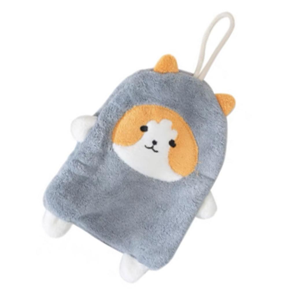 Towel Dog Pattern Coral Fleece Strong Water Absorption Fast Drying Hanging Hand Towel