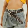 Модный леопардовый принт, украшение металлической пряжкой со стразами, женский широкий ремень для уличной моды