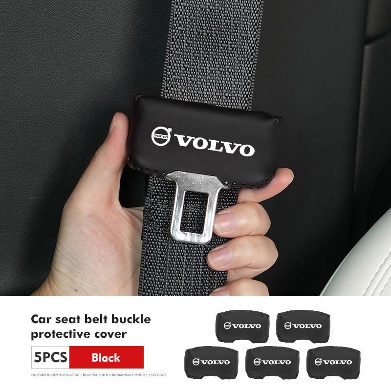 For Volvo 2pcs Leather Car Seat Belt Protective Buckle Anti-Scratch Cover S60 S80 S90 C30 XC40 XC60 XC70 XC90 V40 V60 V90 T6