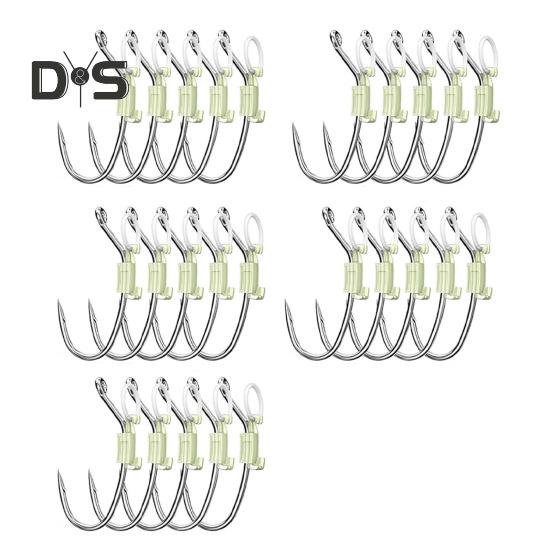 5/15/25 шт. светящийся крючок для фиксации живой креветки, прочный металлический крючок с зазубринами для ловли пресноводного сома, окуня, рыболовные принадлежности