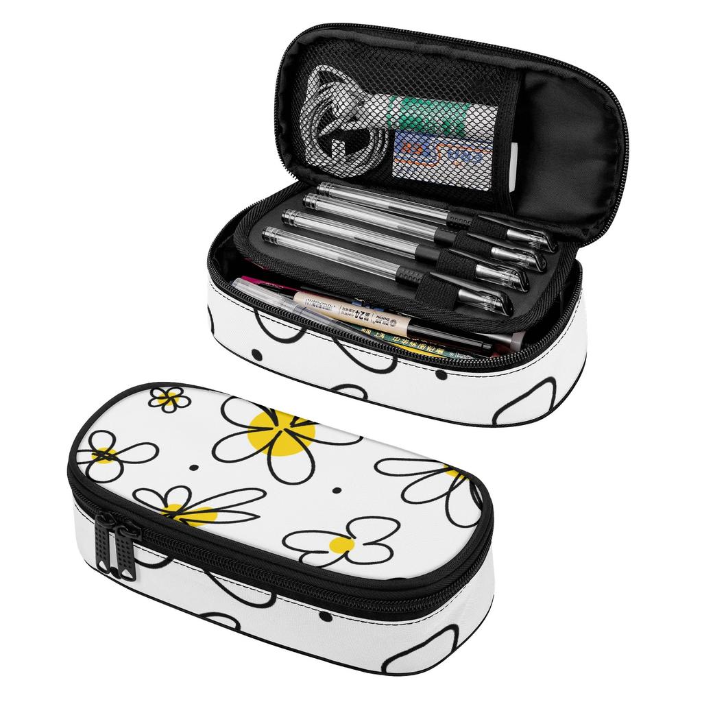 Pencil Pouch Spacious Storage 300D Polyester Secure Zipper with Main Compartment Mesh Pocket and Pen Slots for Everyday Study