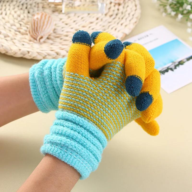 Autumn and Winter Women Knitted Gloves Touch Screen Ski Gloves Warm Faionable Mitten Elastied Outdoor Cycling Thickened Gloves