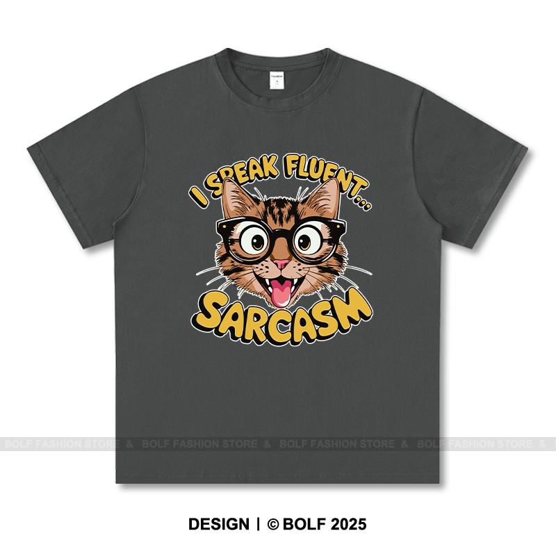 Women's I Speak Fluent Sarcasm Printed T-Shirt 100% Cotton Oversized Savage Graphic Tees for Men Summer Tops Snarky Streetwear