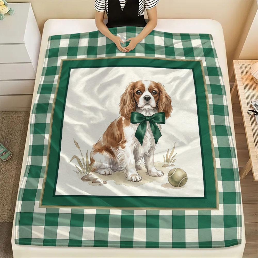 1PC Dog Letter Pattern Flannel Blanket Suitable For All Seasons for Lunch Break Warmth and Comfort Halloween Gifts Holiday Present