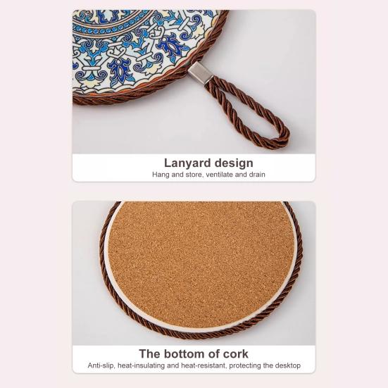 Керамические подставки Теплоизоляционный коврик для кухни Обеденный стол Защита от ожогов Пробковое дно