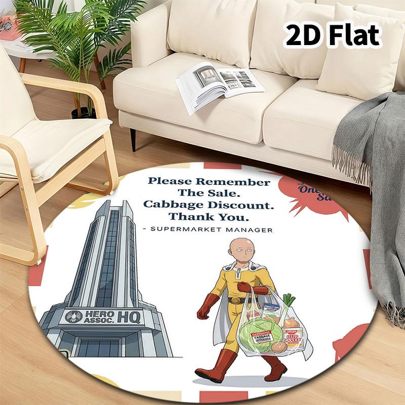 Onepunch Man Round Area Rug Carpet Rug For Living Room Bedroom Sofa Playroom Decor Nonslip Floor Mat