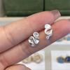 925 Silver Women Metal Earrings Cream Flower Shape Geometric Ear Accessories  Daily Wear