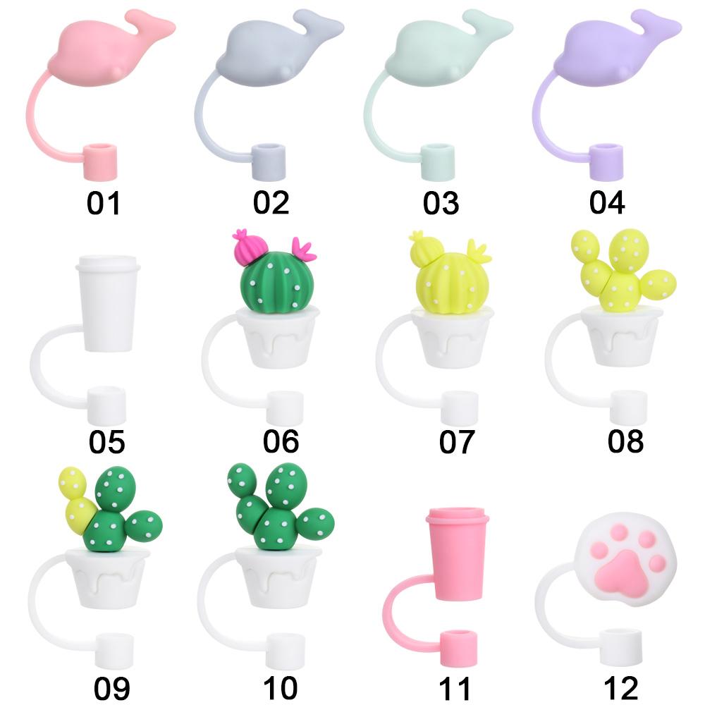 Airtight Straw Tips Cartoon Plugs Cover Cup Accessories Drinking Dust Cap Silicone Straw Plug