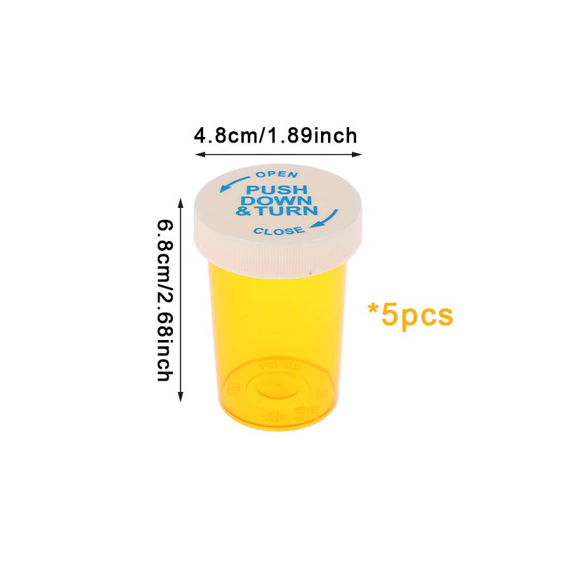5Pcs Plastic Medicine Pill Bottles With Child Resistant Caps Medicine Containers Travel Pill Vials - 6/8/13/16/20/30/40/60 Dram