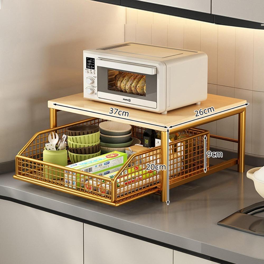 Multi-Functional With Drawers Microwave Stand Space Saving Countertop Storage Multi-Appliance Rack Microwave Rack Rice Cooker
