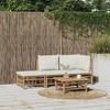 VidaXL Garden Lounge Set 3 Pcs with Cushions Cream White Bamboo 3155204