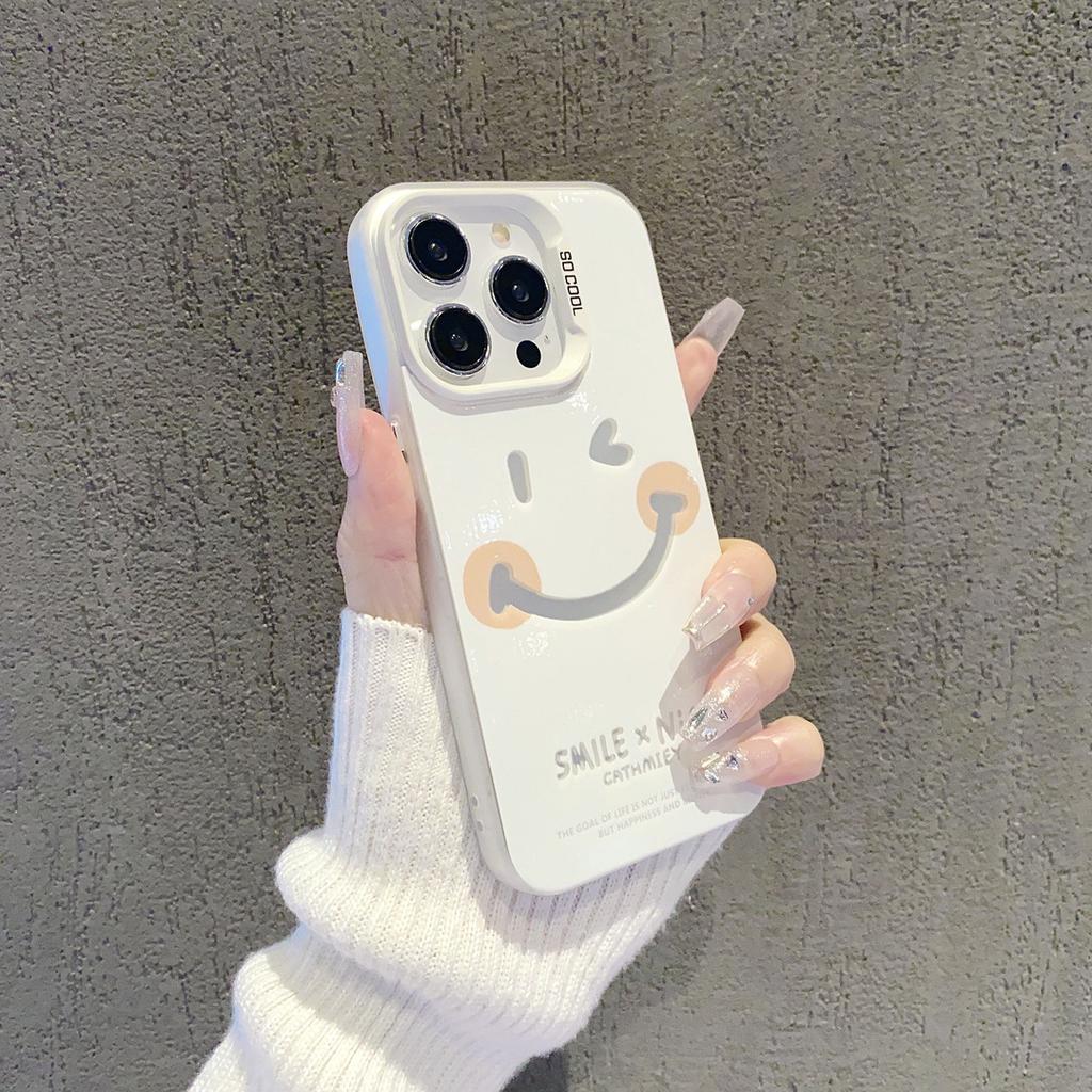 Применимо к iphone11/11pro новый нишевый креативный reno1/1 простой смайлик 11 цветной серебристый чехол для мобильного телефона