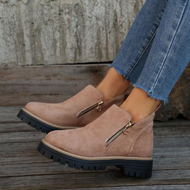 Модные женские ботильоны 2025 Новые короткие ботинки Челси Модные замшевые повседневные ботинки Ботильоны на молнии сбоку Большой размер 43 Botas De Mujer2025