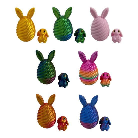 Пасхальное яйцо, напечатанное на 3D-принтере, с мини-кроликом внутри. Спиральное яйцо-кролик, антистресс-игрушка для декора дома и офиса. Наполнитель для пасхальной корзины для детей и взрослых.