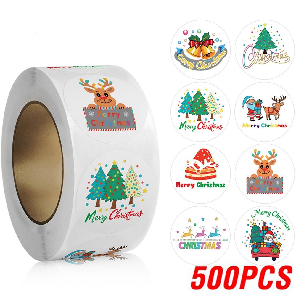 100-500pcs Santa Claus Tree Paper Label Cartoon Merry Christmas Sticker New Year Cute Snowman Stationery Stickers For Kids Gift