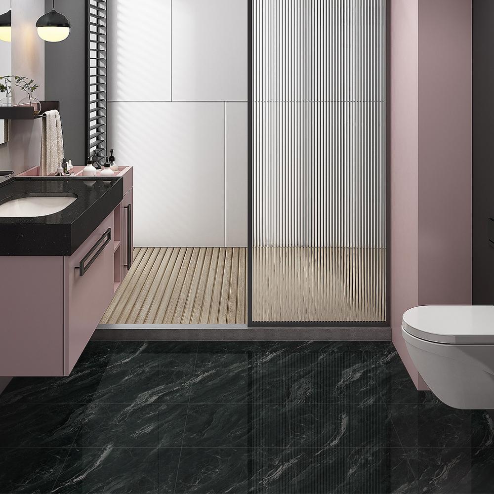 Серый, черный мрамор, напольная плитка из искусственной кожи, виниловые наклейки на пол, водонепроницаемая наклейка на пол для ванной комнаты, кухни, спальни, толщина 0,93 мм