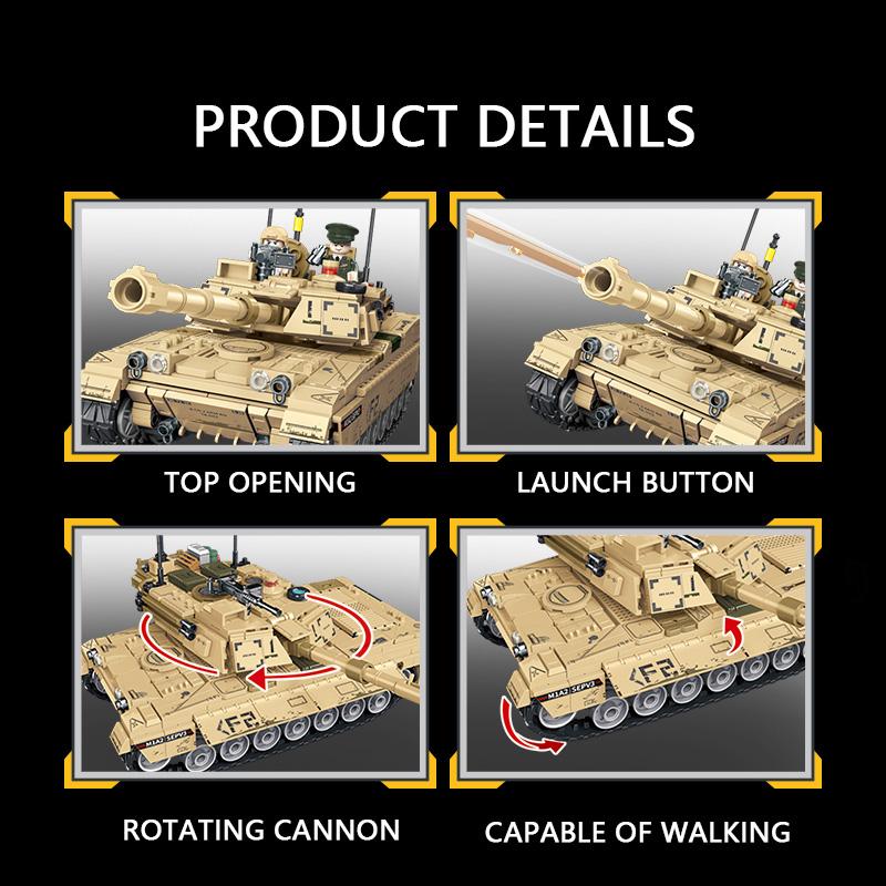 Нетоксичные строительные блоки Sembo Американский основной боевой танк M1A2 Abrams Конструкторы Moc Оружие Второй мировой войны Кирпичики Игрушки Для детей Малышей Хэллоуин Подарки